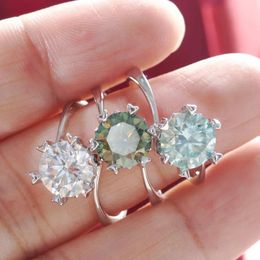 Cluster Rings S925 Sterling Silver Ring For Charm Lady With 2ct 8mm Moissanite Stone Pass Diamond Test Female Dating Party Gift Wholesale