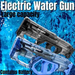 Gun Toys Electric Water Gun Summer Children Toy Outdoor Powerful Water Gun Fully Automatic High Capacity Playing for Kids Watergun 240408