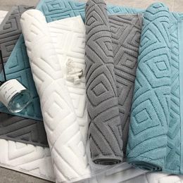 Bath Mats El Cotton Mat Luxury Home Bathroom Carpets Plaid Area Rug Embossing Feet Towel Anti-slip Doormat Absorbent Tub