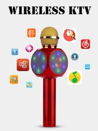 Microphones Karaoke Microphone for Kids Singing,Toys For GirlsPortable Wireless Bluetooth Karaoke Mic with Led Light,Birthday Gifts For Kids