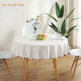 Table Cloth American Colored Hair Ball Tassels Round Tablecloth Coffee Cover Tassel For Party Dining Room