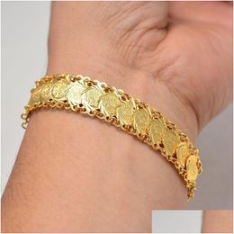 Chain Gold Colour Coins Bangles Bracelets For Women Men Money Coin Bracelet Islamic Muslim Arab Middle Eastern Jewellery African Drop De Dhqgk