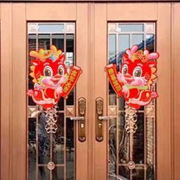 Wallpapers 4 Pairs Chinese Year Wall Sticker Party Supplies Nail R Calendar Dragon Door Stickers Cardboard Window Decal Decals