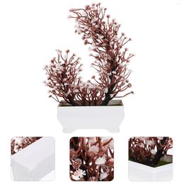 Decorative Flowers Desktop Artificial Potted Plant Dining Table Decor Plastic Fake Plants Ornament