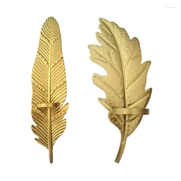 Candle Holders Decorative Gold Candlestick Wall-mounted Metal Leaf Creative Wall Decoration Hanging Sconce For Living Room Bedroom