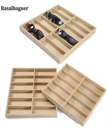 Fashion Glasses Cases Linen 6 10 12 Grids Sunglasses Display Box Props Jewellery Organiser Tray 2207198609027