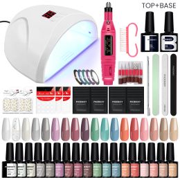 Kits Manicure Tools Set 18/20 Colors Gel Nail Polish with 36W UV LED Nail Lamp Set Semi Permanent Gel Varnish Complete Nail Art Kit