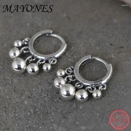 Hoop Earrings MAYONES S925 Silver Retro Simple Art Beads Tassel For Women's Fashion INS Jewellery