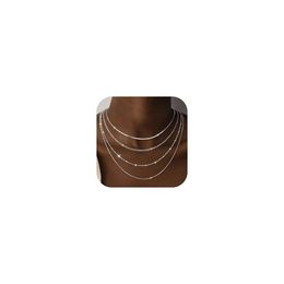 Gokeey Sterling Sir Herringbone Choker Necklace for Women, Dainty Satellite Figaro Sir Necklace for Women This Layered Chunky Snake Chain Necklace Set Jewelry