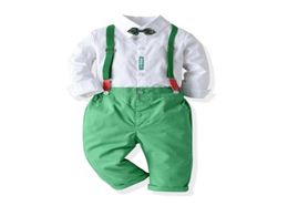 Fashion Boys Clothes Long Sleeve Shirt Green Pants Set Child Fall Costume 2020 Toddler Kids Outfits Children Holiday Kits1599693