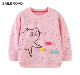 SAILEROAD Baby Girls Sweatshirts Animal Cats Toddler Girls Hoodies Sweatshirts Autumn Infant Children039s Clothing Pink Colours 3762682