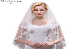 Fashion Bridal Veil With Combs Elbow Length Veil Short Lace Appliques Veils Wedding Accessories CPA14379557377
