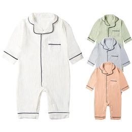 Autumn Baby Sleepwear Organic Cotton Clothes for Boy Girl born Pajama Solid Color Muslin Romper Kids Pajamas Toddler Jumpsuit 240325