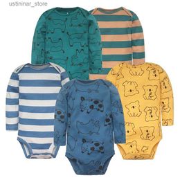 Rompers Newborn Baby Girl Clothes Long Sleeve 100% Cotton 5 PCS Baby Bodysuits Cartoon Underwear Infant Bebe Clothing 3-24M Jumpsuit L47