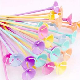 Party Decoration 20/40pcs Mixcolor 27cm Latex Balloon Stick Macaron Balloons Rods Holder Sticks Wedding Inflatable Balls Decor Accessories