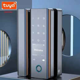 Lock Tuya WIIF Smart Door Lock Fingerprint Password Card NFC APP Key Unlock Electronic Lock Frameless Frame Glass Push Sliding Door