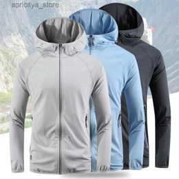 Outdoor Jackets Hoodies Sun Protective Camping Hiking Fishing Jacket Man Outdoor Sports Ice Silk Men Breathable Couple Summer Skin Coat Running Sporwear L48