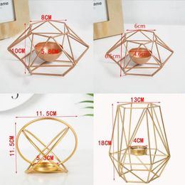 Candle Holders Modern Wrought Iron Geometric Holder Gold Candlestick Tea Light Crafts For Home Party Wedding Decor Ornaments