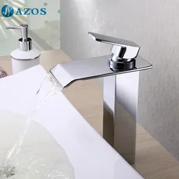 Bathroom Sink Faucets Basin Chrome Polish Waterfall Spout Deck Mounted Single Handle Cold Water Toilet Furnitures MPPB001B