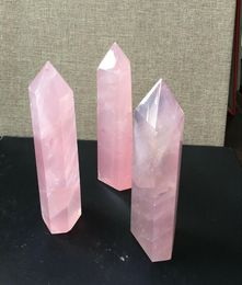 Natural Rock Pink Rose Quartz Crystal Wand Point Healing high quality Mineral Stone Meditation Therapy Protection Amulet for home 4643778