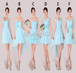 New Beach Wedding Bridesmaid Dresses Mixed Styles Short or Knee Length For One Wedding Party Beaded Cheap Blush Chiffon Bridesmaid9403603