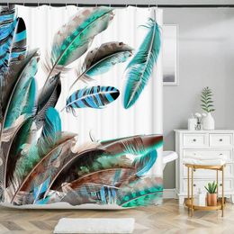 Shower Curtains Bathroom Waterproof Curtain Dandelion Colourful Feathers Pattern Printing Polyester Home Decoration With Hooks