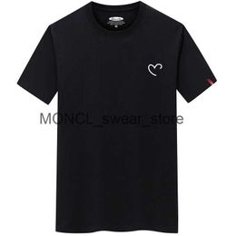 Men's T-Shirts 2023 mens ultra-thin summer cotton shirt casual T-shirt Love Heart Print O-neck short sleeved top H240408