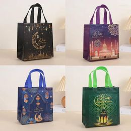 Gift Wrap 4pcs Ramadan Nonwoven Tote Bag Moon Mosque Lantern Print Eid Mubarak Packaging Muslim Decoration 2024