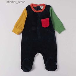 Rompers Baby romper kids clothes long sleeves velour Pyjamas baby overalls contrast patch boy girls clothes footies autumn winter romper L47