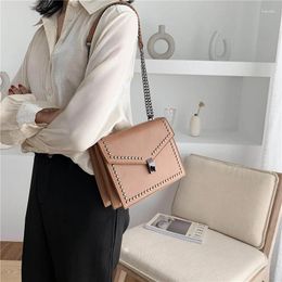 Drawstring Fashion Women Pu Leather Chain Shoulder Messenger Bags High Quality Small Rivet Crossbody For Designer Female Handbag