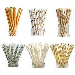 Drinking Straws 2024 25pcs/set Foil Gold Paper Birthday Party Wedding Decorative Supplies Home Biodegradable