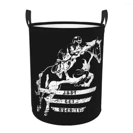 Laundry Bags Show Jumping Horse Hamper Large Storage Basket Equestrian Sports Girls Boys Toy Organizer