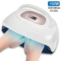Dryers X8MAX 57 UV LEDs Professional 150W Nail Phototherapy Machine Simulated Sunlight Nail Dryer Lamp Manicure Tool Salon Equipment