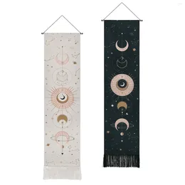 Tapestries 2 Pcs Moon Starry Sky Tapestry Phase Wall Hanging Star Carpets Bohemian Home Dormitory Decor Black / White