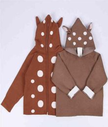 Autumn Baby Girls Boys Sweaters Hooded Cardigans Toddler Kids Boys Animal Deer Knitted Sweater Outwear Girls Clothes 2104291676497