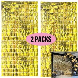 Party Decoration 2packs Foil Glitter Curtain Background Decorations Gold Silver Laser Baby Shower Birthday Wedding Supplies