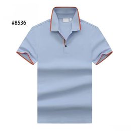 Mens Polos 2023S New Style Embroidery Summer Wear Short Sleeve Cotton Fashion British Solid Color Breathable Lapel Tee Drop Delivery A Otogf