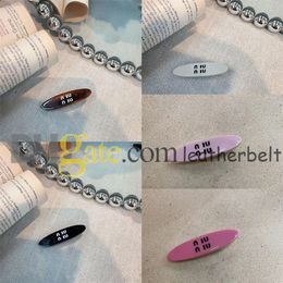 Oval Hair Clips Brand Letter Barrettes Classic Acrylic High Elastic Hairpin Women Girl Vacation Beach Headwear