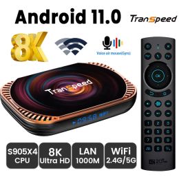 Box Transpeed 8K 3D Android 11.0 TV Box Amlogic S905X4 X4 4K LAN 1000M BT4.0 2.4G 5.8G Fast Wifi Media Player Set top box