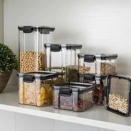 Storage Bottles 4pcs Sealed Jars Kitchen Grain Organizer Large Tank Plastic Moisture-proof Box Household Seasoning Set