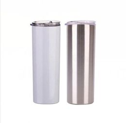 20oz 600ml DIY Heat Sublimation Tumbler Blank Stainless Steel Skinny Insulated Tumblers Straight Cup Beer Coffee Mug SEA 1251873