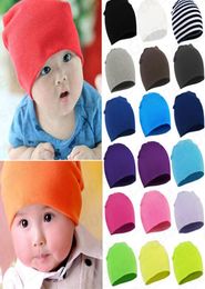 Toddler Newborn Baby Hats Winter Warm Knit Hat Kids Boys Girls Candy Colour Knitting Hats Infant Earmuffs Beanies Caps Skull Hats F6917219