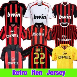 Long Sleeve Retro SOCCER JERSEY 90 91 Ac Shirts Home 95 96 97 Gullit 01 02 03 Maldini Van Basten Football KAKA Inzaghi 06 07 2009 PIRLO SHEVCHENKO BAGGIO