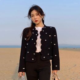 Women's Jackets 2024 Runway Designer Fashion Fall Winter Cashmere Womens Jacket Long Sleeve Single Breasted Metal Rivet Casual Black Blazer