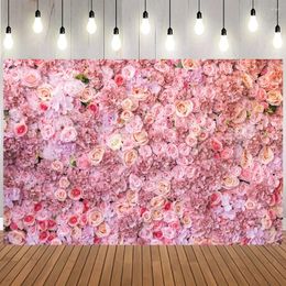 Party Decoration 1pc 2.1 1.5M Pink Rose Flower Backdrop Wall Pography Background Cloth Wedding Valentine's Day