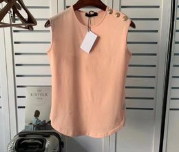 Designer Size SXL Sleeveless T Shirt For Women Stamping Letters Vest Shoulder Gold Buckle Tank Tops Tshirt2861283