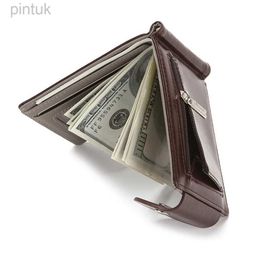 Money Clips Mens Slim Money Clip Coin Holder Minimalist Cash Clip Leather for Men Luxury Brand Designer Male Card Hasp 240408