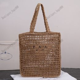 Designer bag Tote bag summer beach woven straw wine coconut Fibre female handbag letter cosmetic bag purse ladies luxury bag