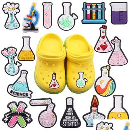 Shoe Parts & Accessories Wholesale 100Pcs Pvc Microscope Science Flower Test Tube Beaker Conical Flask Alcohol Lamp Charms Fit Wristba Dh9Dw