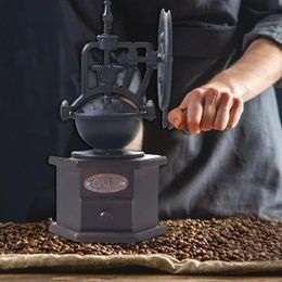 Manual Coffee Bean Grinder Hand Cast Iron Retro Handmade Coffee Beans Antique Vintage Style Mill With Polygonal Adjuster 240328